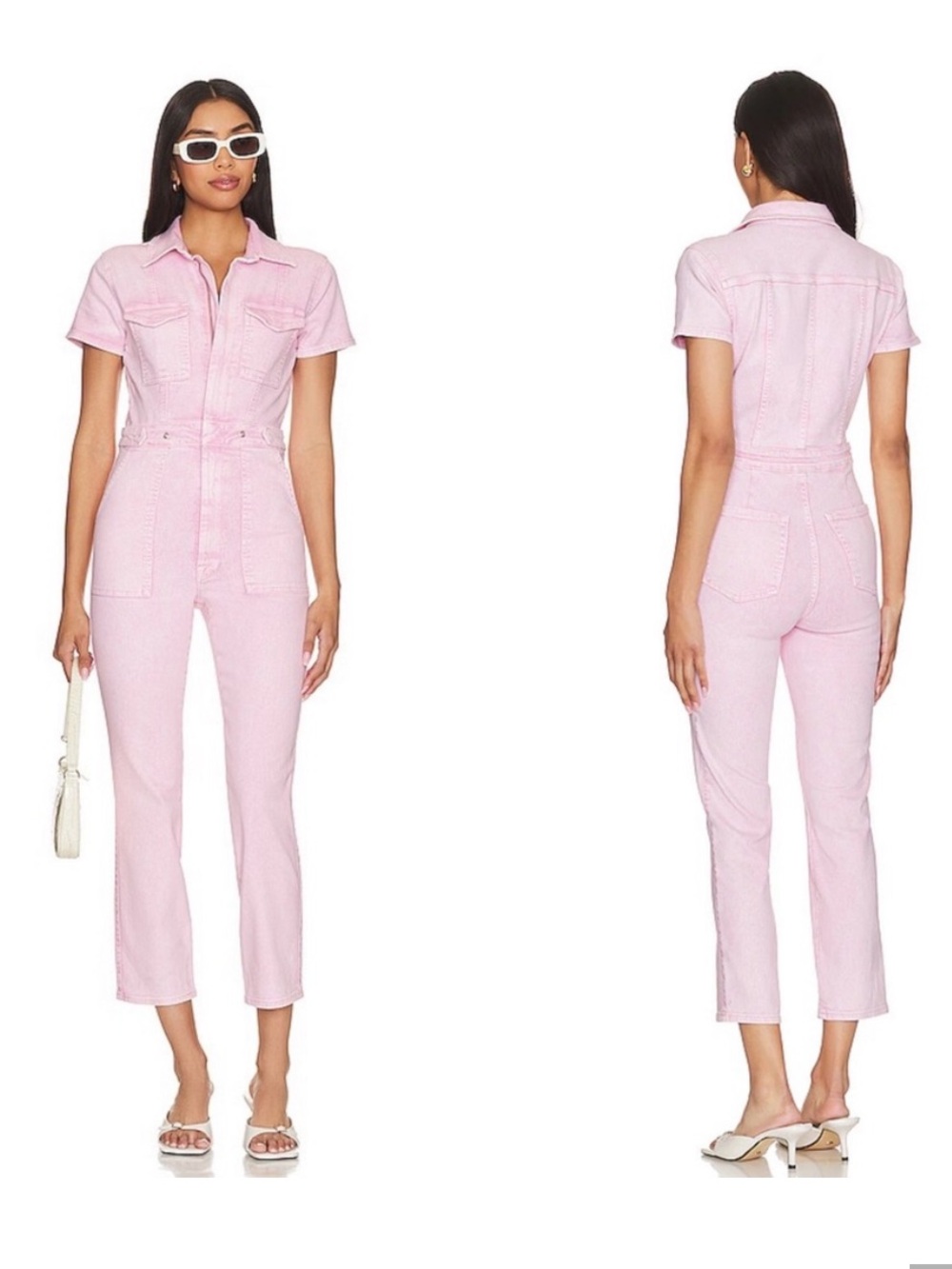 Good American Fit for success pink denim jumpsuit - Picture 3 of 11